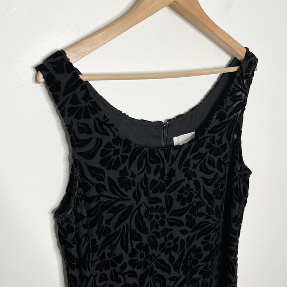 Vintage Express 90s Y2K Womens Velvet Burnout Maxi Dress Black Floral Whimsigoth - Picture 4 of 9